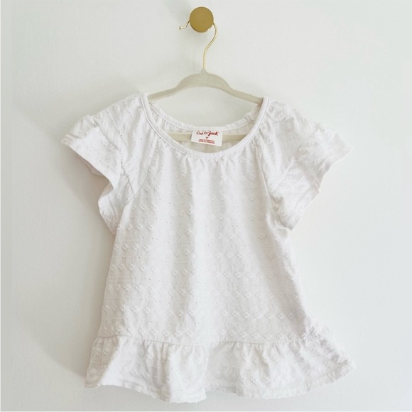 Beautiful Cat & Jack Girls 3T White Eyelet Flutter Sleeve Top - Like New - Picture 5 of 5